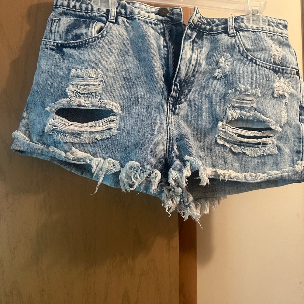 Forever 21 Blue Distressed Jean Shorts